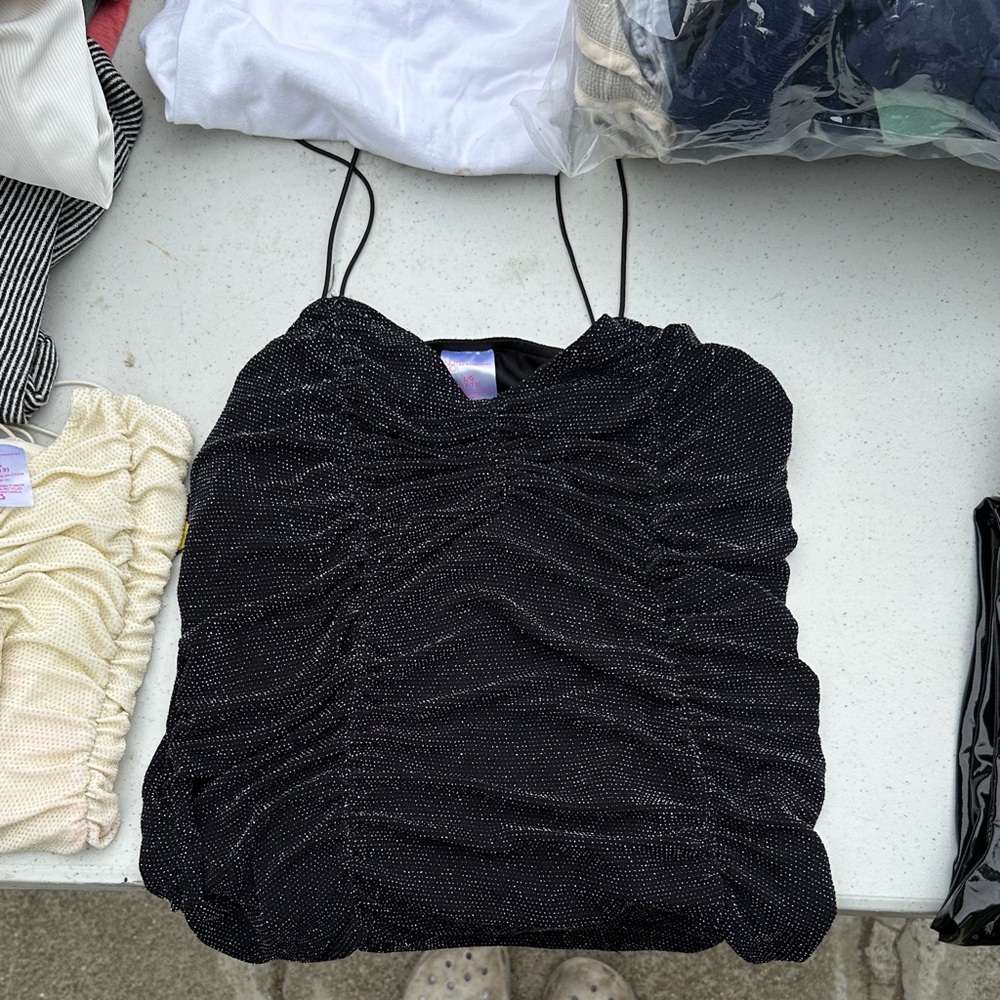 Elegant Black Ruched Women's Top